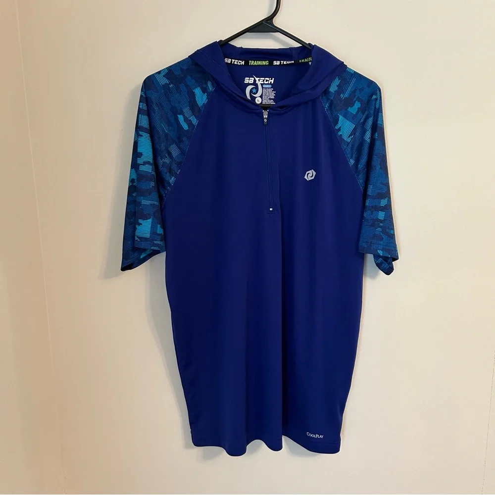 Men’s Short Sleeve‎ Quarter Zip Athletic Running Biking Shirt With Hood SB TECH